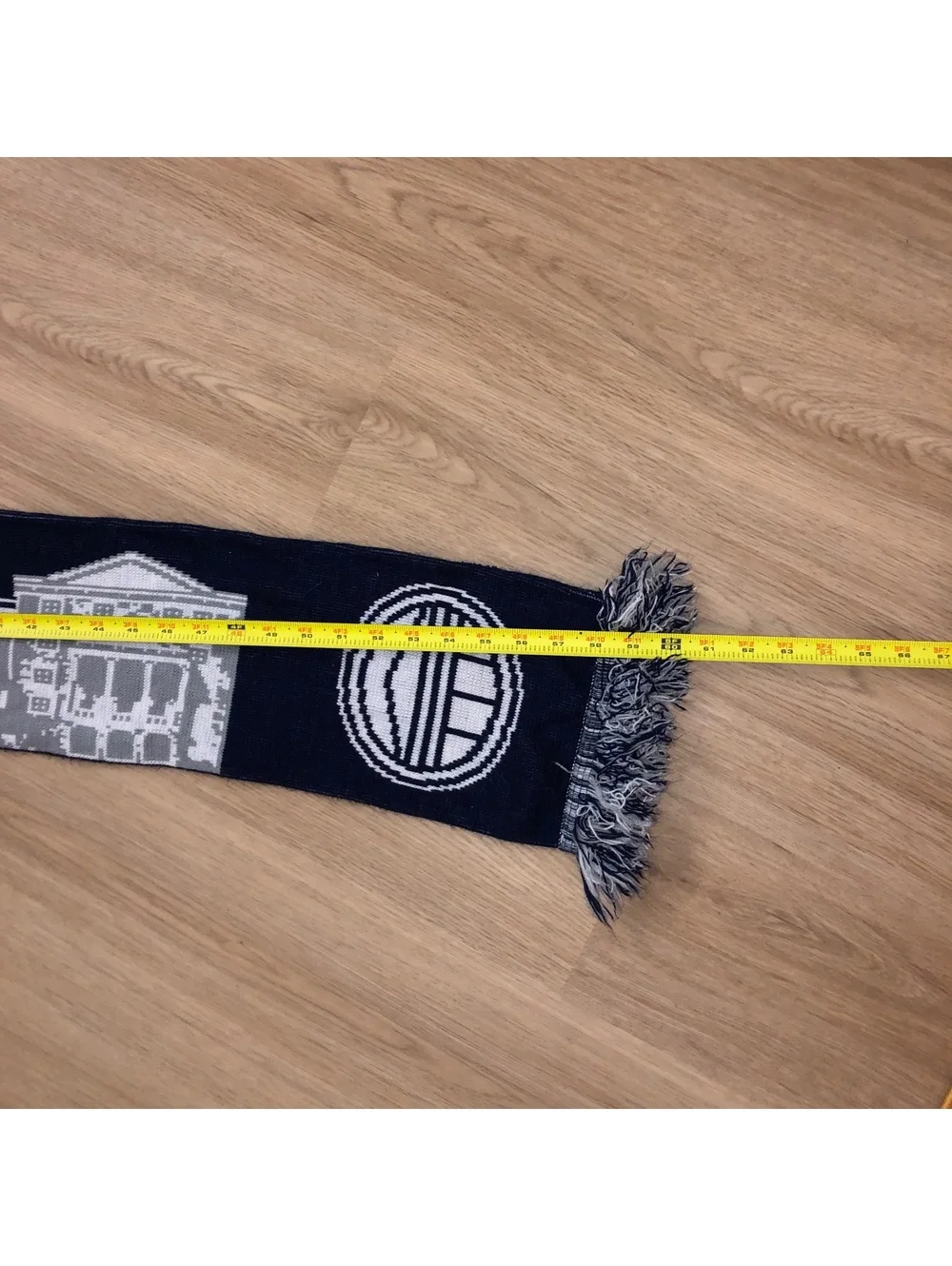 LONGWOOD UNIVERSITY LANCERS DOUBLE SIDED REVERSIBLE SCARF KNIT GRAY WHITE BLUE